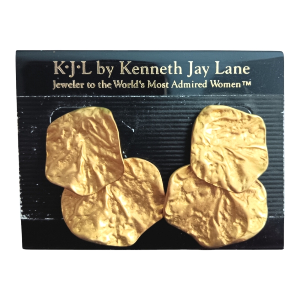 Kenneth Jay Lane Vintage Brushed 22k Gold-Plated Earrings